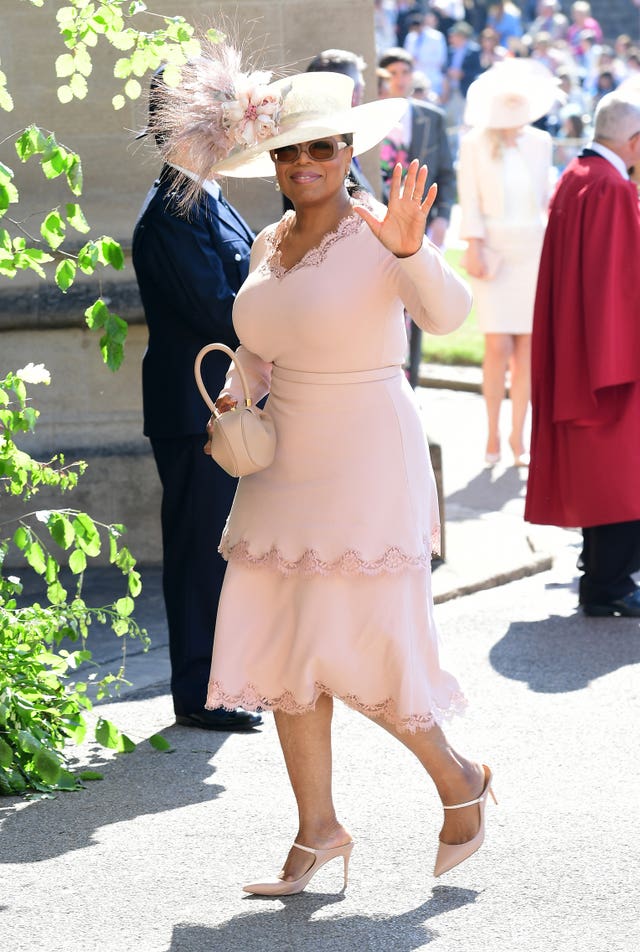 Oprah Winfrey was all smiles as she arrived at St George’s Chapel (Ian West/PA)