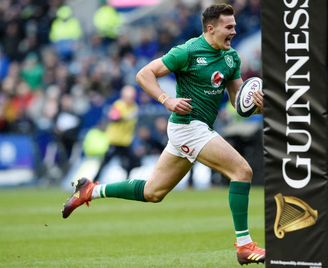 Jacob Stockdale goes over for Ireland's second try