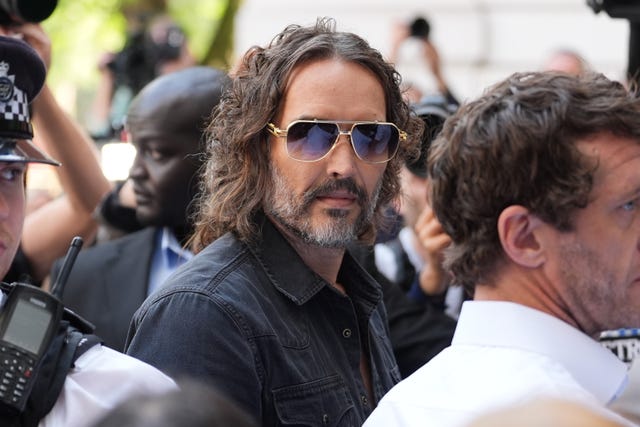 Russell Brand arriving at Westminster Magistrates’ Court