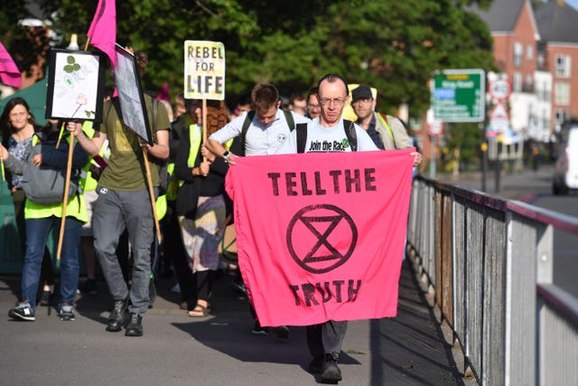 Extinction Rebellion protesters in Birmingham (Jacob King/PA)