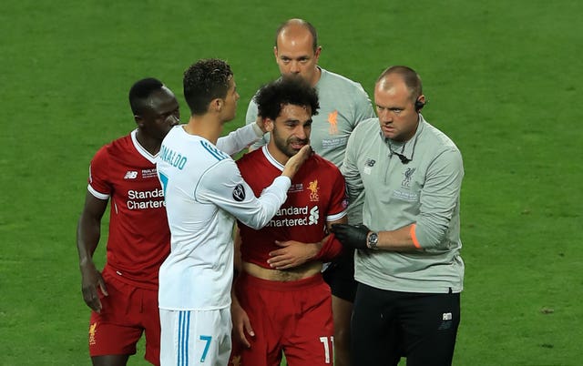 Mohamed Salah went off injured in the Champions League final