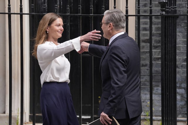 Prime Minister Sir Keir Starmer and his wife Lady Victoria Starmer outside 10 Downing Street, London
