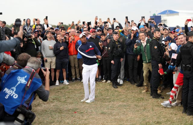 Huge crowds followed Tiger Woods throughout his round (David Davies/PA).