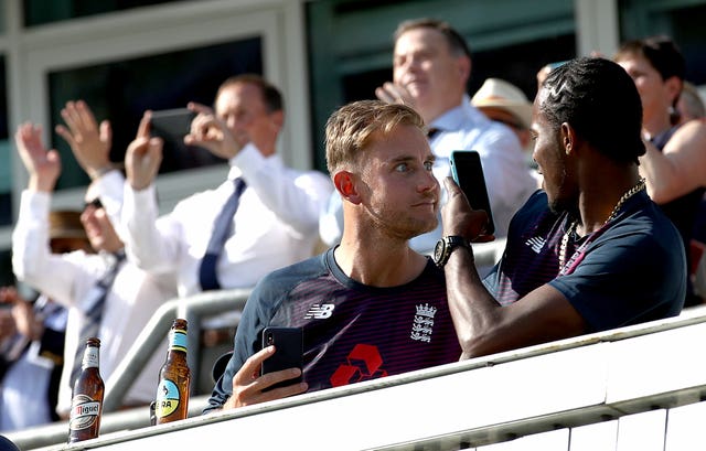 England's Stuart Broad and Jofra Archer were among the team-mates celebrating Stokes' phenomenal performance