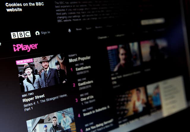 The BBC iPlayer homepage