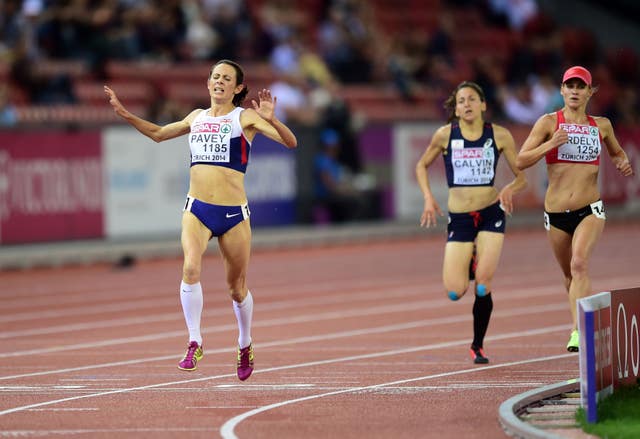 Jo Pavey, left, won gold at the European Championships in 2014 at the age of 40