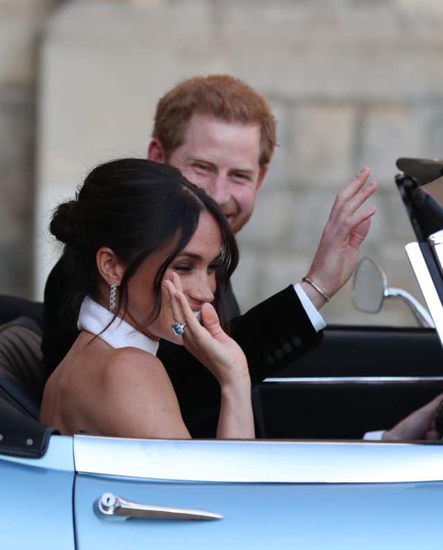 Meghan's hair was described as a 'messy bun' (Steve Parsons/PA)