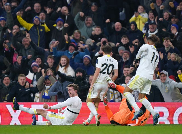 Patrick Bamford, left, injured his hip while celebrating a late equaliser against Brentford in December