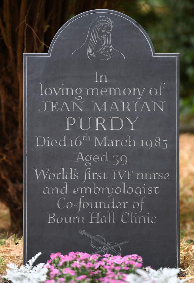 The newly unveiled headstone at the grave of Jean Purdy