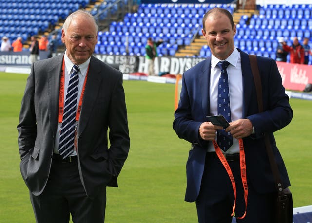 Colin Graces (left) with former England captain Sir Andrew Strauss.