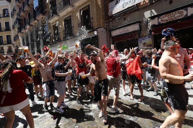 A party atmosphere on the streets in Madrid