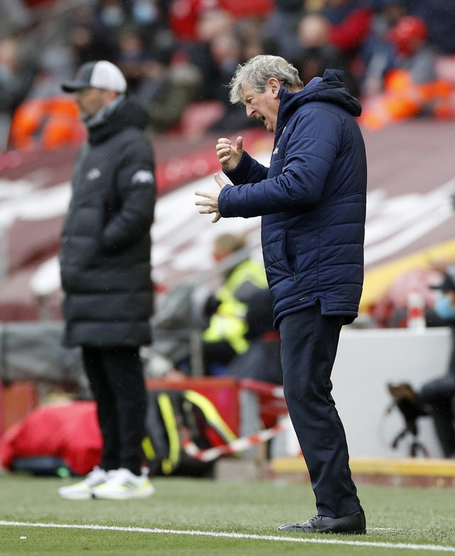 Roy Hodgson also departed Premier League football for what is expected to be the last time after defeat at Liverpool was the 73-year-old's last game in charge of Crystal Palace (Paul Ellis/PA)