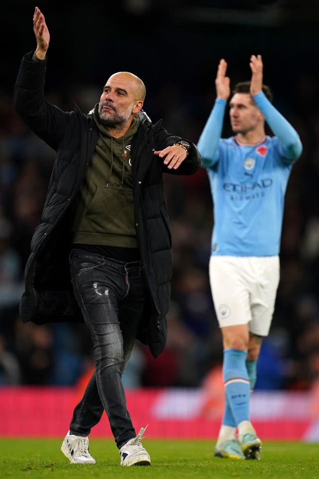 Pep Guardiola celebrates