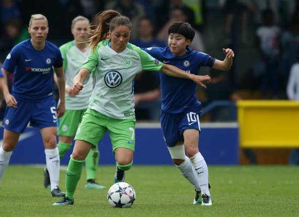 Sara Bjork Gunnarsdottir, second right, is unhappy with the use of the Manchester City Academy Stadium