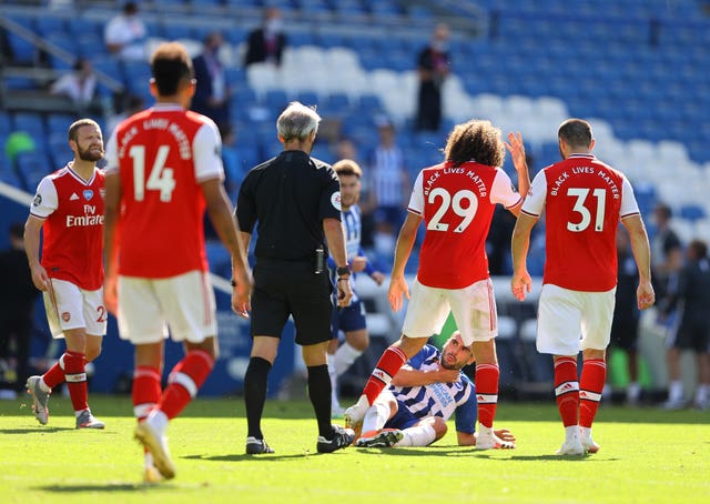 Arsenal's Matteo Guendouzi did not receive any punishment despite appearing to grab Neal Maupay by the throat