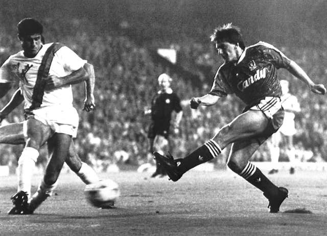 Peter Beardsley (right) scored 59 goals for Liverpool having not been able to break through at Old Trafford.