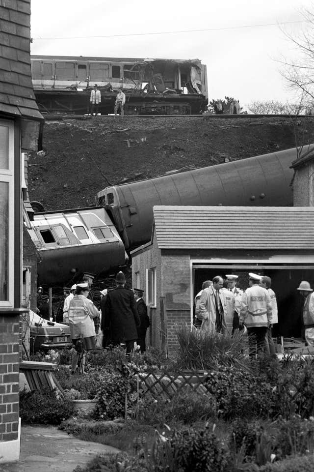 Emergency services on the scene of the Purley rail crash