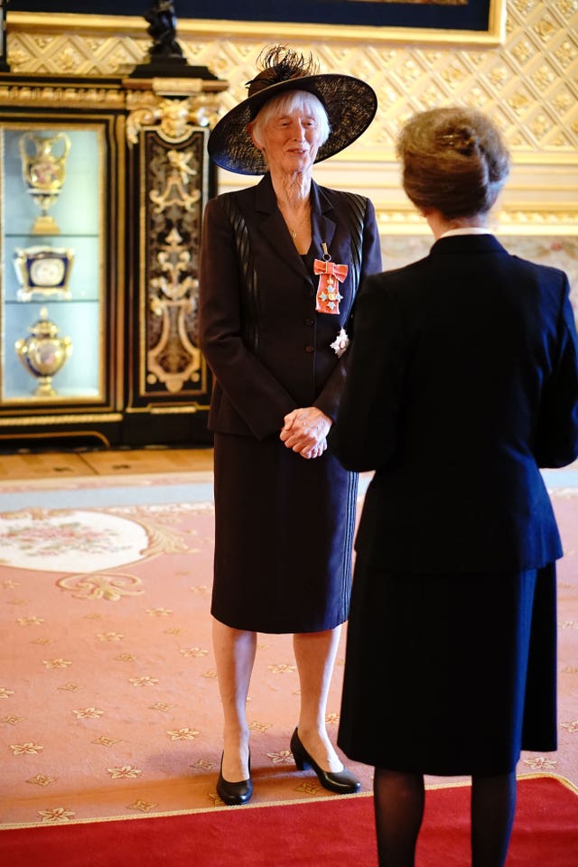 Baroness Campbell of Loughborough is made a Dame Commander of the British Empire by the Princess Royal at Windsor Castle
