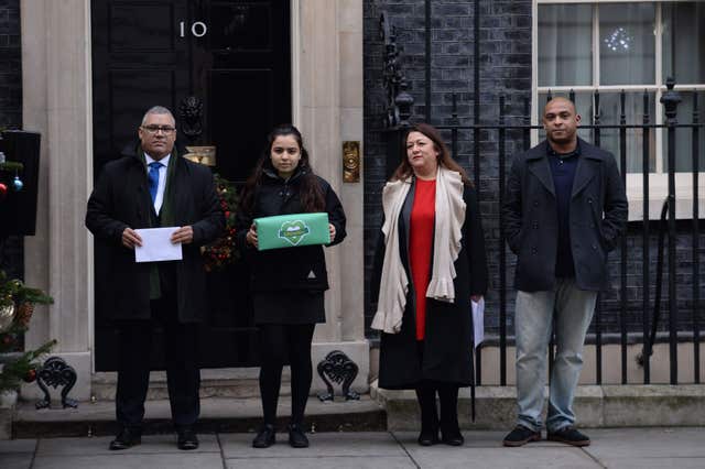 Survivors and bereaved families delivered a petition to Downing Street last year (Stefan Rousseau/PA)
