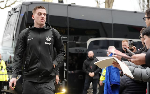 Chelsea’s Liam Delap arrives at the ground ahead of 2026 FA Cup fifth round match at Wrexham