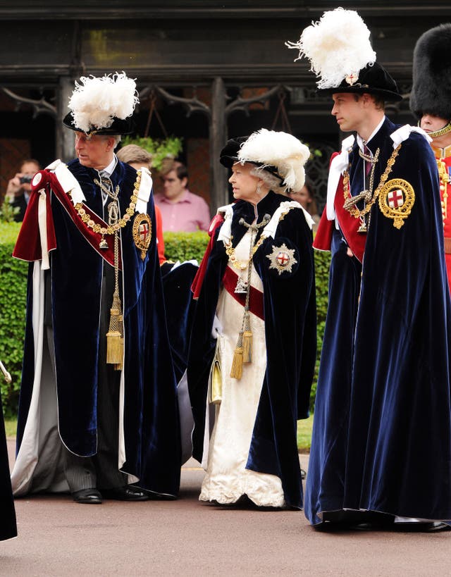 The Prince of Wales, Queen Elizabeth II and the Duke of Cambridge attend the Order Of The Garter Service at St George’s Chapel in Windsor (Eamonn M. McCormack/PA)