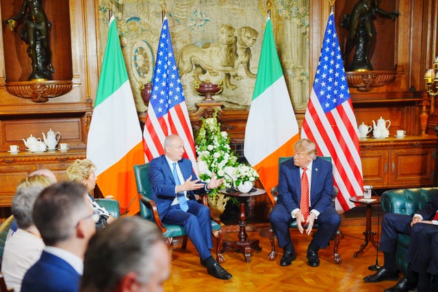 US President Donald Trump during a meeting with Taoiseach Micheál Martin at Farmleigh House, Dublin