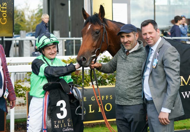 Trainer Charlie Hills (right) with Galeron at the Curragh
