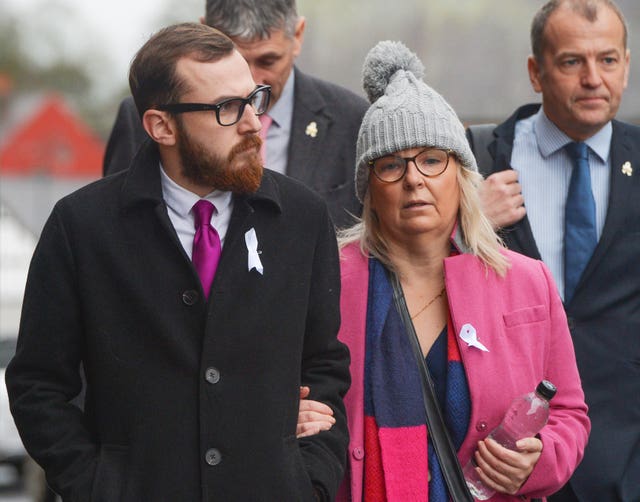 Carl Sargeant’s son Jack, left, and wife Bernie