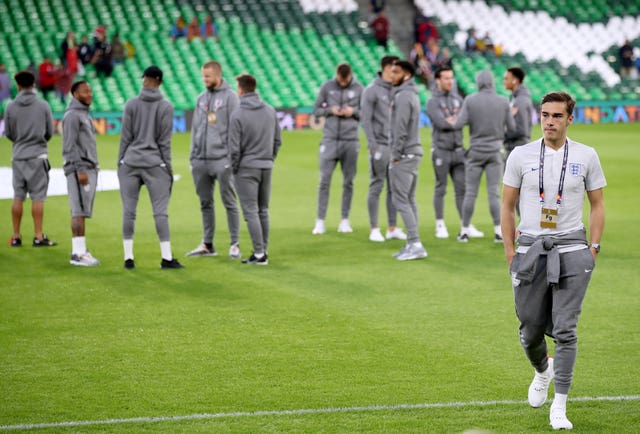 It was an opportunity for Winks (right), pictured before the match, to soak up the atmosphere of a big international occasion