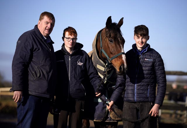 Trainer John &ldquo;Shark&rdquo; Hanlon alongside son&rsquo;s Paddy and Sean with Hewick