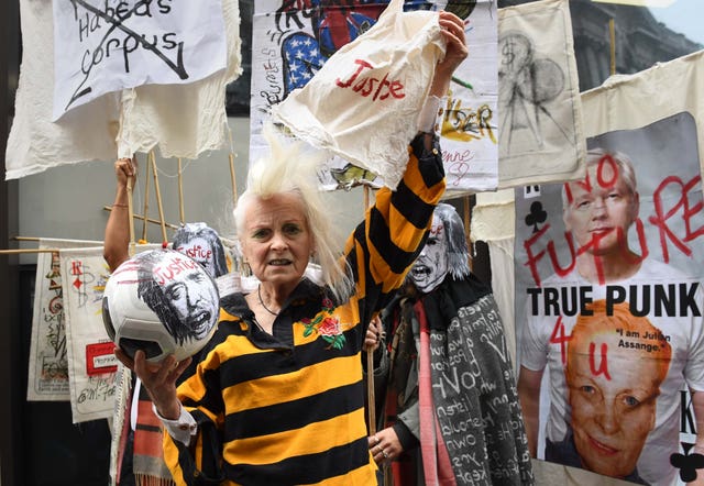 Dame Vivienne Westwood outside the Old Bailey