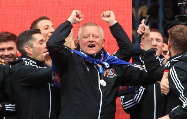 Sheffield United manager Chris Wilder (centre) undertakes his first game as a Premier League manager against Bournemouth