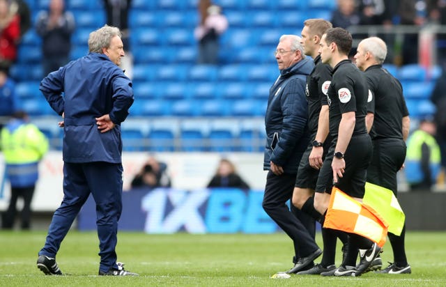 Cardiff manager Neil Warnock (left) was fuming with the officials following defeat by Chelsea (Nick Potts/PA)
