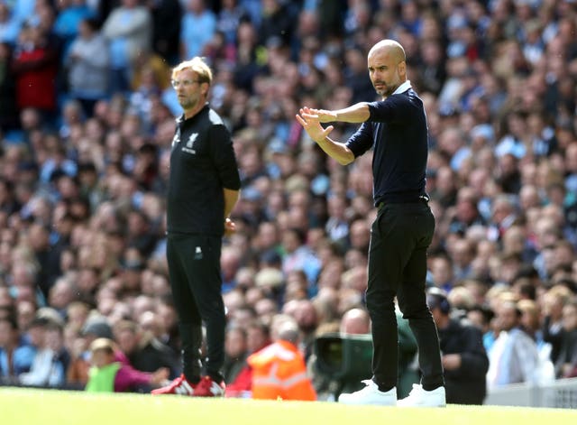 Manchester City manager Pep Guardiola will look to get the better of Liverpool counterpart Jurgen Klopp