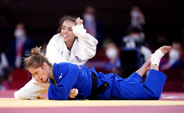 Coventry judoka Chelsie Giles, top, won bronze in the women's -52kg category (Danny Lawson/PA)