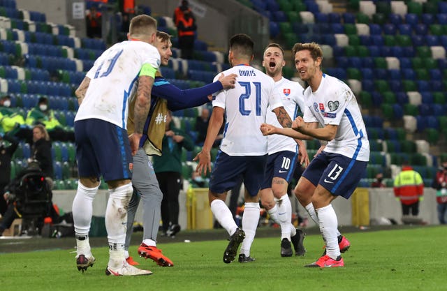 Michal Duris sparked scenes of jubilation among the Slovakia contingent