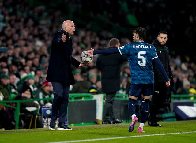 Feyenoord manager Arne Slot on the touchline