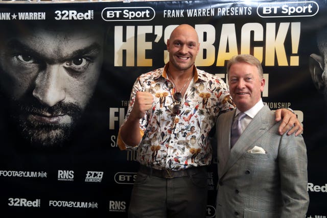 Tyson Fury launched his comeback with Frank Warren (Nick Potts/PA)