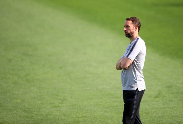 Gareth Southgate on the training pitch with England