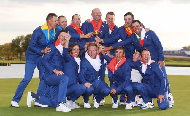 Molinari, back row, far right, loved playing his part in Europe's 2018 Ryder Cup success