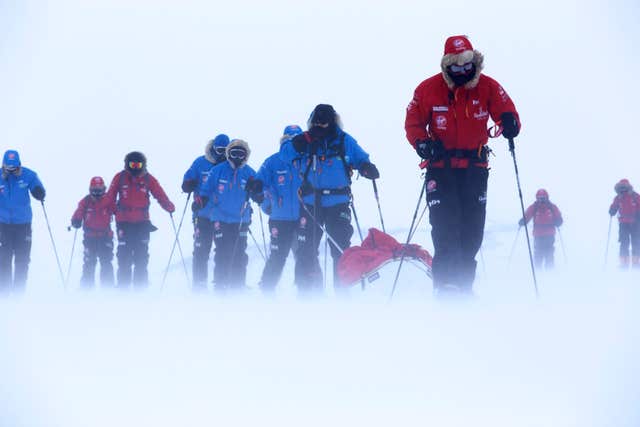 Prince Harry (right), patron of Team UK in the Virgin Money South Pole Allied Challenge 2013 expedition (Robert Leveritt/WWTW/PA)