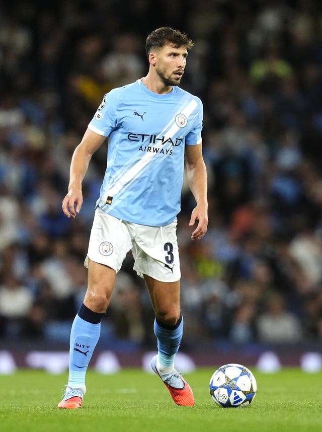 Ruben Dias on the pitch playing for Manchester City