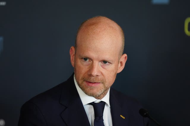 FIFA secretary general Mattias Grafstrom pictured at the IFAB annual general meeting in 2026