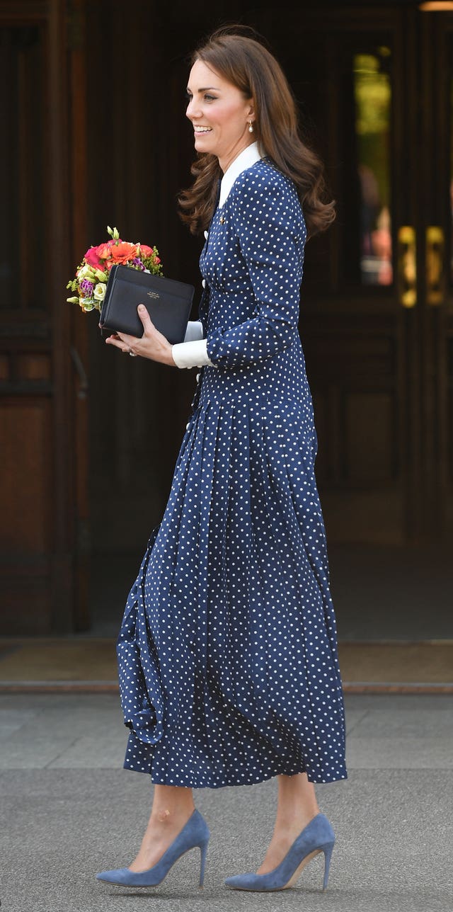 The Duchess of Cambridge leaves after a visit to Bletchley Park