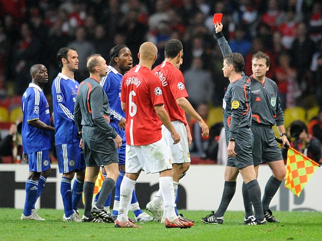 Didier Drogba was sent off (Owen Humphreys/PA)
