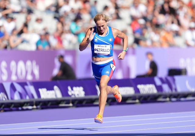 Italy’s Valentina Petrillo runs during the Women’s 400m
