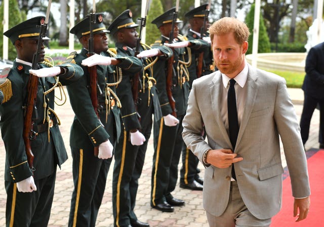 The Duke of Sussex arrives at the presidential palace in Luanda, Angola on day six of the royal tour of Africa