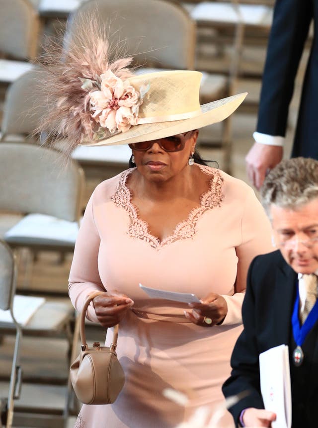 Oprah Winfrey arrives in St George’s Chapel at Windsor Castle for the wedding of Prince Harry and Meghan Markle (Danny Lawson/PA)