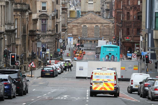 Police at the scene on Saturday morning