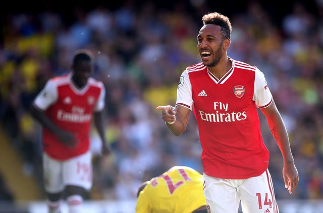 Aubameyang scored twice in the first half